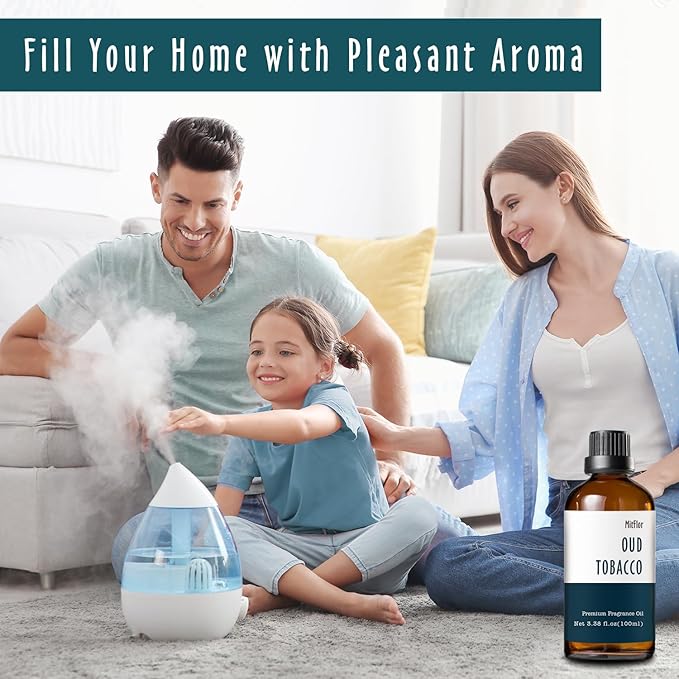 Oud Tobacco Fragrance Oil, MitFlor Single Scented Oil, Large Size Premium Grade Fragrance Oil for Soap & Candle Making, Aromatherapy Oil, Men & Woody Scent for Home Fragrance - 3.38 OZ/100ML