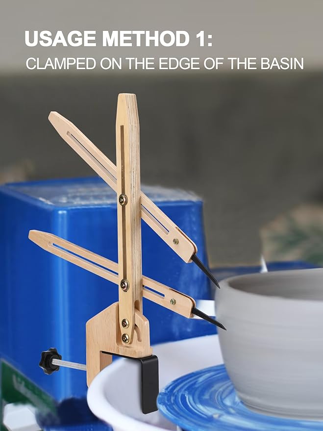 BKALEME Pottery Throwing Gauge, 2 Ways to Install, Compact Clip-on Pottery Throwing Stick, Pottery Ceramics Clay Tool for Making Repeat Forms, for Pottery Wheel & Forming Machine