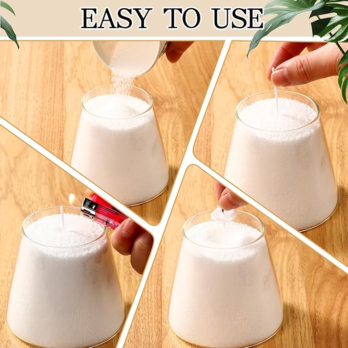 MTLEE Candle Sand 3.3 lb DIY Pearled Candle Making Kit Included 20 Pcs Wicks and Refillable Beaded Wax Sand Beaded Wax Gift with Wicks Self Extinguish for Home Wedding Party Women(White)