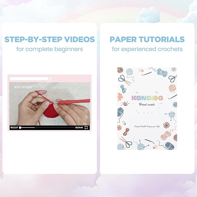 Crochet Kits for Beginners - Handmade craft Diy Knitting Set with Yarn,Hooks,Video Tutorials - Nice Gifts for Adults,Women - Cute Pricess Wallet Coin Change Purses Storage Bag Pouch(2pcs) (blue)