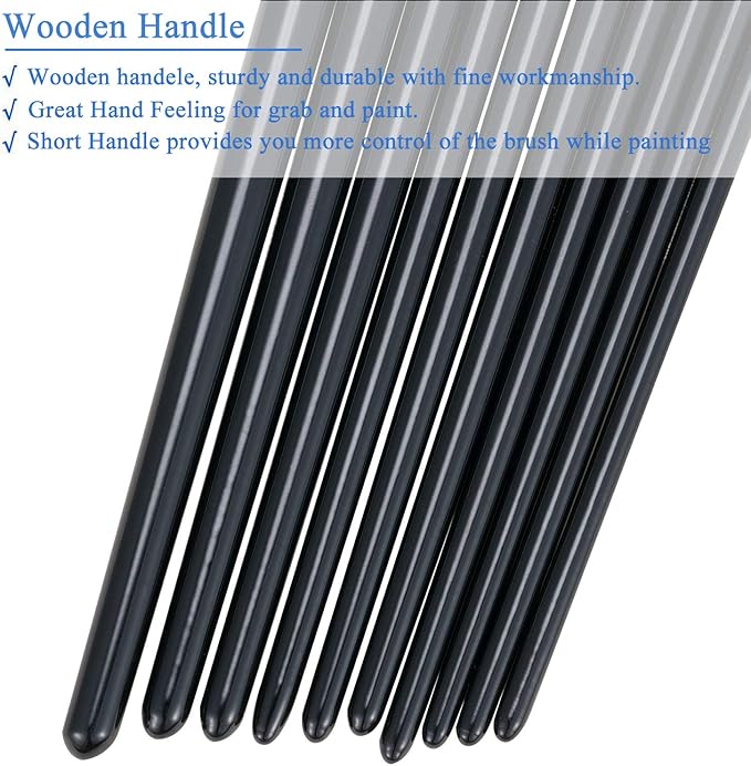 BOSOBO Paint Brushes Set, 4 Pack 40 Pcs Round Pointed Tip Paintbrushes Nylon Hair Artist Acrylic Paint Brushes for Acrylic Oil Watercolor, Face Nail Art, Miniature Detailing & Rock Painting, Black