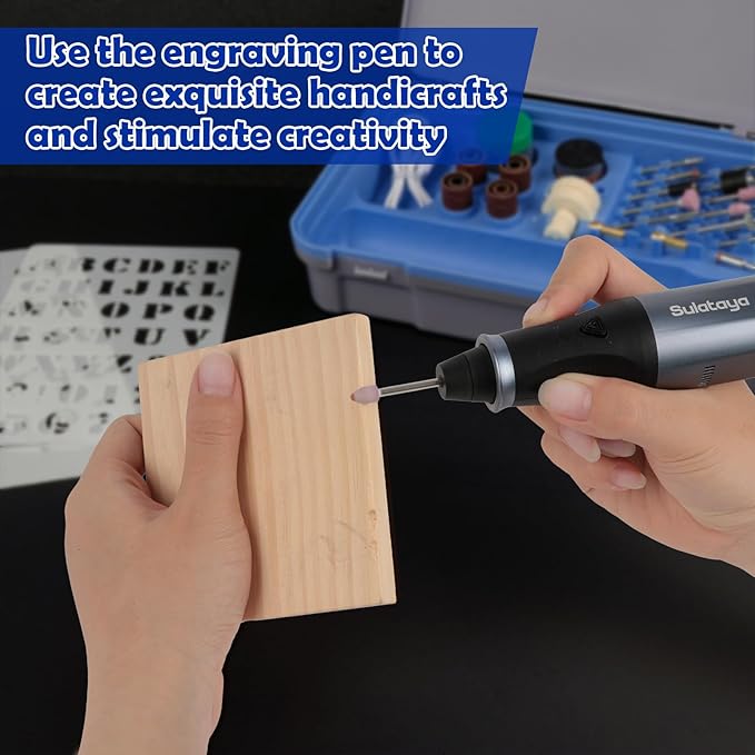 Customizer Engraving Pen for All Materials - Cordless Engraving Pen for Metal, Wood, Glass & Plastic(with Box), Electric Engraver Tool with 45 Bits - USB Rechargeable & Max 28000RPM Adjustable 5 Speed