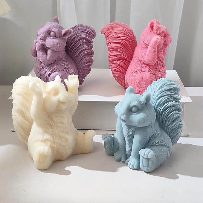 Squirrel Candle Mold - Resin Casting Silicone Molds for Home Decor & Candle Making Wave Spiral Mold