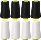 Black & White Sewing Thread, 8PCS 40S/2 3000 Yard Spool Serger Thread, All Purpose Polyester Thread Serger Thread Cones