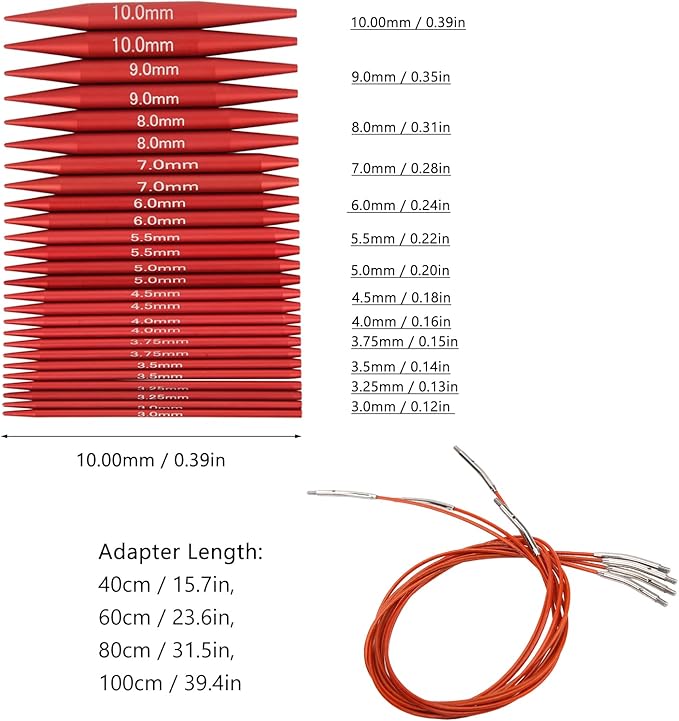 Circular Knitting Needles, Removable Knitting Needle Set Interchangeable Crochet Needles with Storage Case and Extension Cable Knit Women Gifts for Socks, Sweaters, Hats, Size from 2.75mm to 10mm