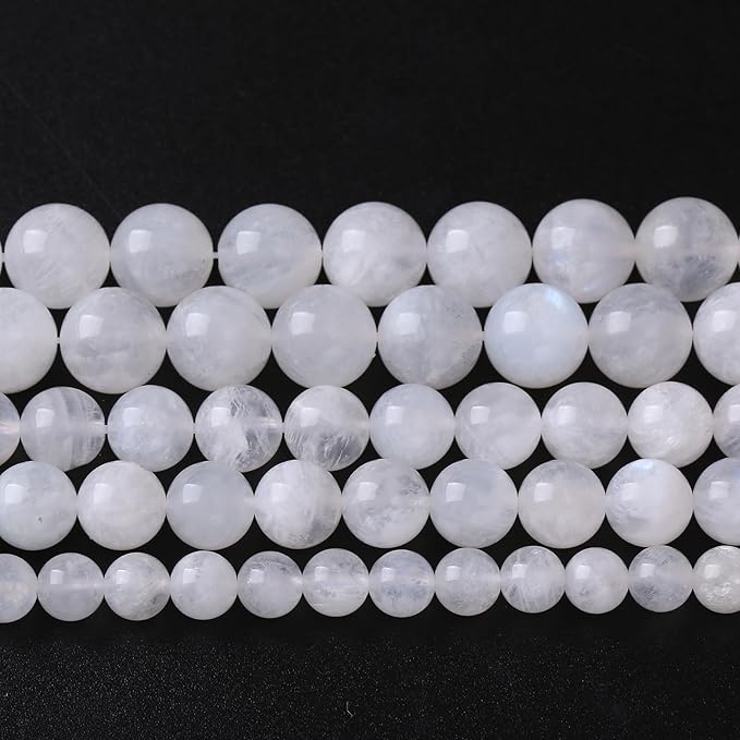 120PCS 6MM Natural Stone White Moonstone Gemstone Semi Precious Beads for Jewelry Making DIY Bracelet