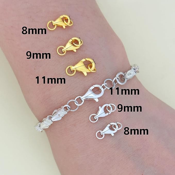 14K Gold Plated 925 Sterling Silver Lobster Claw Clasp with Closed Jump Rings,Necklace Clasps and Closures Suitable for Jewelry Making Necklaces Bracelet Made in Italy
