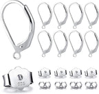 925 Sterling Silver Leverback French Hooks - Hypoallergenic Earring Backs With Jump Rings Set - Dangle Hooks Sterling Silver Findings Supplies for Jewelry Making