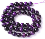 12mm 32pcs A+ Natural Purple Tiger Eye Stone Beads Round Spacer Loose Beads for Jewelry Making DIY Bracelet Necklace 15" Inch