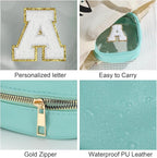 YOOLIFE Initial Make Up Bag Travel Toiletry Bag, Clear Makeup Bag Preppy Cosmetic Bags Cute Teacher 12 13 14 15 16 Years Old Girl Gifts Trendy Stuff Small Makeup Bag Birthday Gifts Mini Blue K