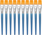 10Pcs Flat Paint Brushes for Acrylic Painting Large Paint Brush Synthetic Nylon Hair Paintbrush Artist Painting Brush for Detail Painting Oil Watercolor Face Body Art Painting (Soft Brushes)