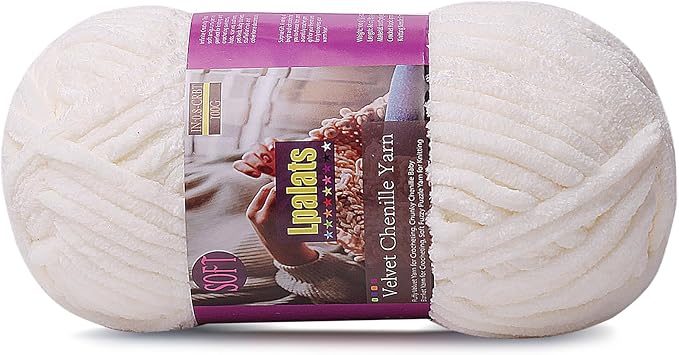Chunky Chenille Yarn for Crocheting - 100g/3.5oz Baby Blanket Yarn for Crocheting Soft - 87 Yards Fluffy Thick Plush Yarns for Knitting Blankets Amigurumi (1, Milk White)