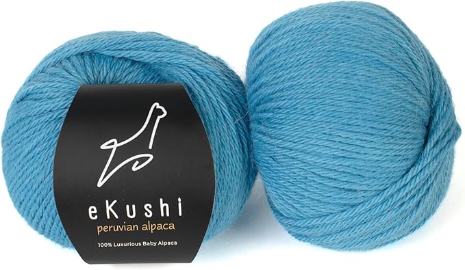 100% Baby Alpaca Yarn for Knitting & Crocheting - Set of 2 Skeins of Premium Yarn DK - Lightweight, Hypoallergenic & Thermal Peru Made - Ideal for Delicate Projects (BL563 - Deep Sky Blue)