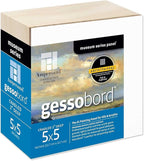 Ampersand Art Supply Gesso Wood Painting Panel: Museum Series Gessobord, 5" x 5", 2" Cradled Profile