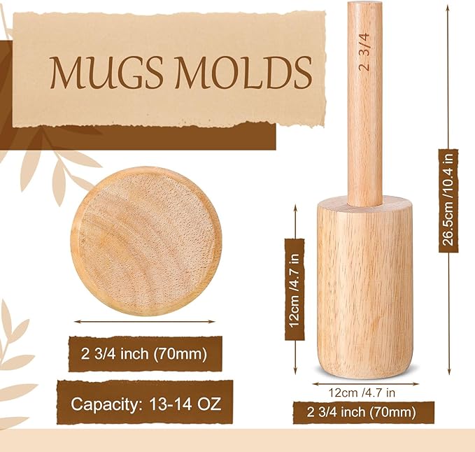 Baderke Cup Pottery Molds, Create Pottery Mug Vases, Cup Molds Crockery Shaping Tool, Assist in Hand Building Crockery Mugs for DIY Ceramic Cup Mug Vase Making(2 3/4'', 13-14 oz)