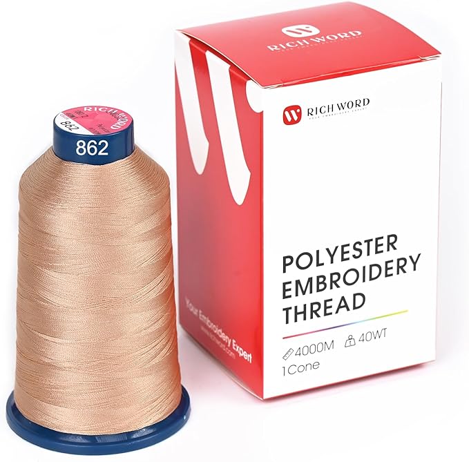 Richword Selected Brown Embroidery Thread 4000M(4374Y) 40WT Polyester Thread 100 Colors Selected for Commercial Multi Needles and Single Needle Embroidery Machine 0862