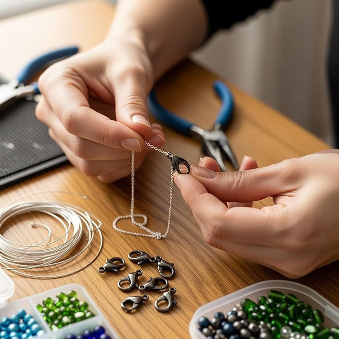 Mandala Crafts 16mm Black Stainless Steel Lobster Clasps for Jewelry Making - 25 PCs SS Lobster Claw Clasps with Jump Rings Jewelry Findings Kit for Necklaces Bracelets Charms Fasteners