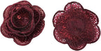 5 PC Rose Flower Sequins Lace Embroidery Patch Applique Trim Wedding Dress DIY Sewing Craft Clothes Applique, 1.6 Inch, Burgundy