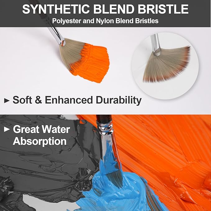 20 Pieces Paint Brushes, Expert Synthetic Nylon Bristles Paint Brush Kit with Palette Knife & Suede Leather Roll, Paint Brushes Set for Oil, Acrylic, Watercolor, Gouache and Detail Paintings