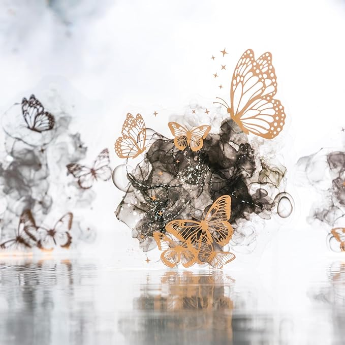 TIAMECH Starlight Flower Charm PET Stickers - 60 Pcs Orchid Peony & Sunshine Sweet Blossom Design, Waterproof Sticker for Journaling & Scrapbooking, Junk Journal Supplies, Ephemera & DIY Crafts