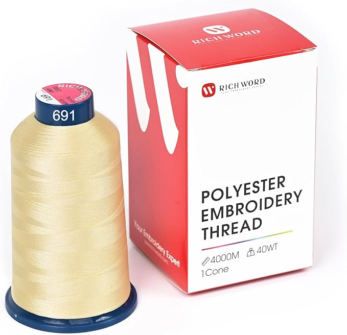Richword Selected Yellow Embroidery Thread 4000M(4374Y) 40WT Polyester Thread 100 Colors Selected for Commercial Multi Needles and Single Needle Embroidery Machine 0691