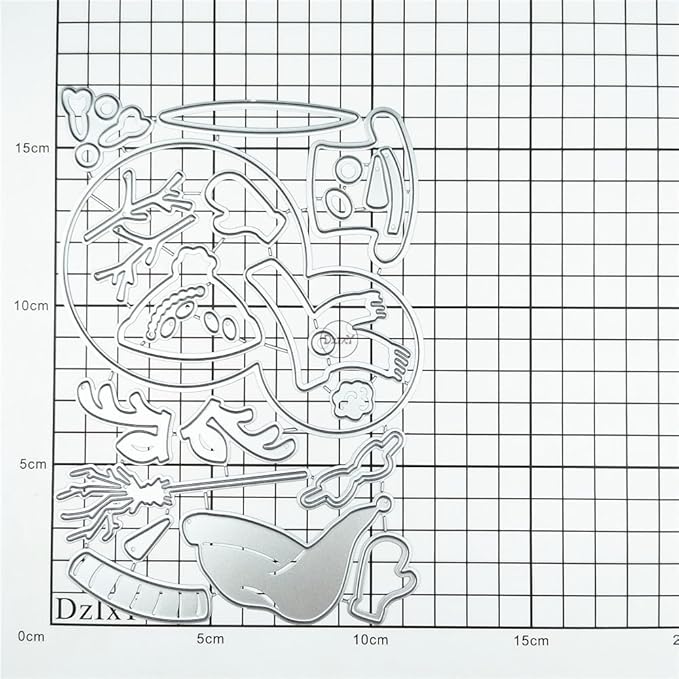 DzIxY Christmas Patchwork Snowman Scarf Deer Antlers Metal Cutting Dies for Card Making Kit Embossing Paper Die Cuts Set Scrapbook Stencils Supplies Machine Templates