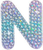StickerBeans® Rhinestone Alphabet Letter Sticker N - Unique Sparkly Design 2” x 2” Cut-to-Shape Adhesive - Personalization, Collecting, Gifting, Scrapbooking, Decorating Laptops, Phone Cases, All Ages