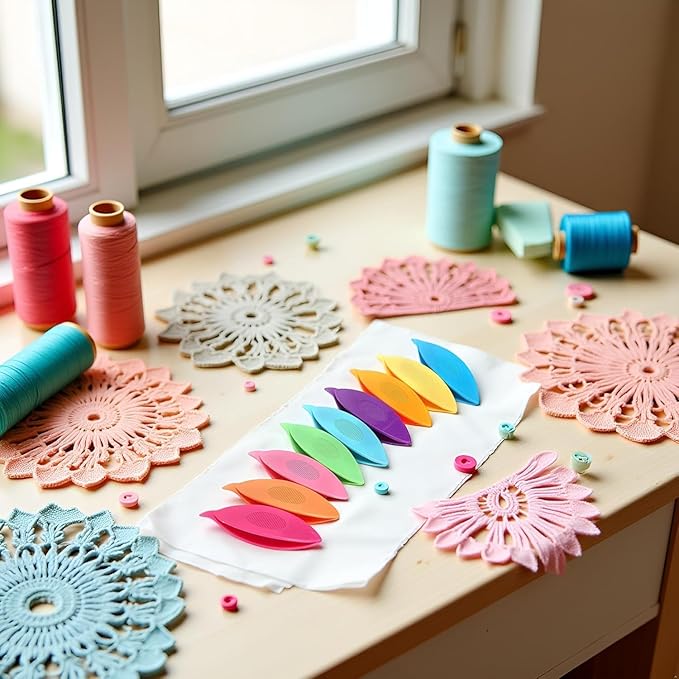 Czhotg 9-Pcs Ergonomic Tatting Shuttles - Beginner-Friendly Lacemaking Kit for Crochet, Bobbin Weaving and DIY Jewelry Making (Multicolor)