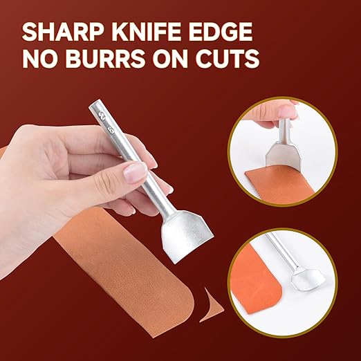 7Pcs Leather Craft Tools Precision Arc-Shaped Quarter Circle Punches Set & Edge Cutters for Belt, Wallet, and Bag Making (Sizes from 10mm to 40mm)