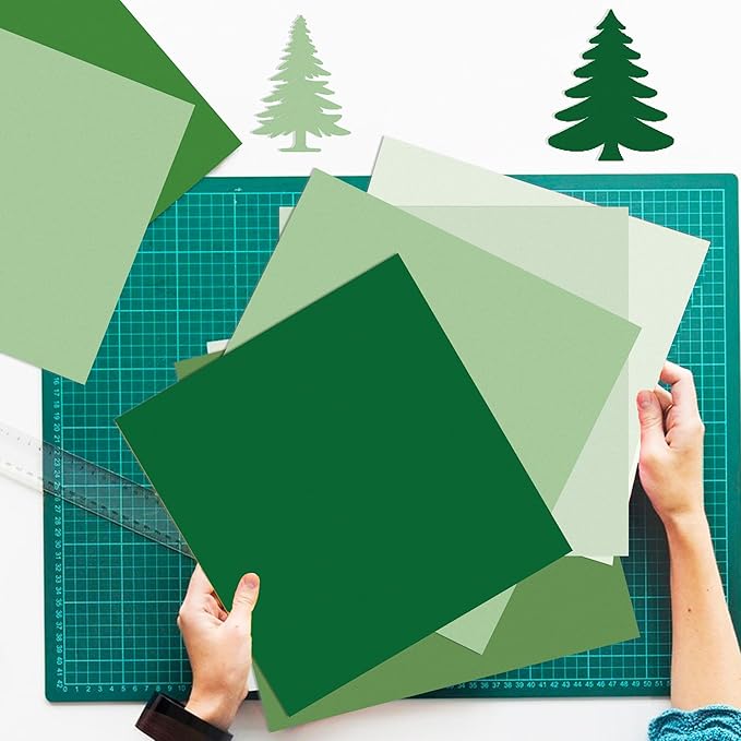 24 Sheets Sage Green Pattern Paper 12" x 12" Assorted Sage Green Scrapbook Paper Pad Double-Sided Gradient Colors Solid Core Patterned Decorative Craft Papers for Prints DIY Arts Crafts Making School