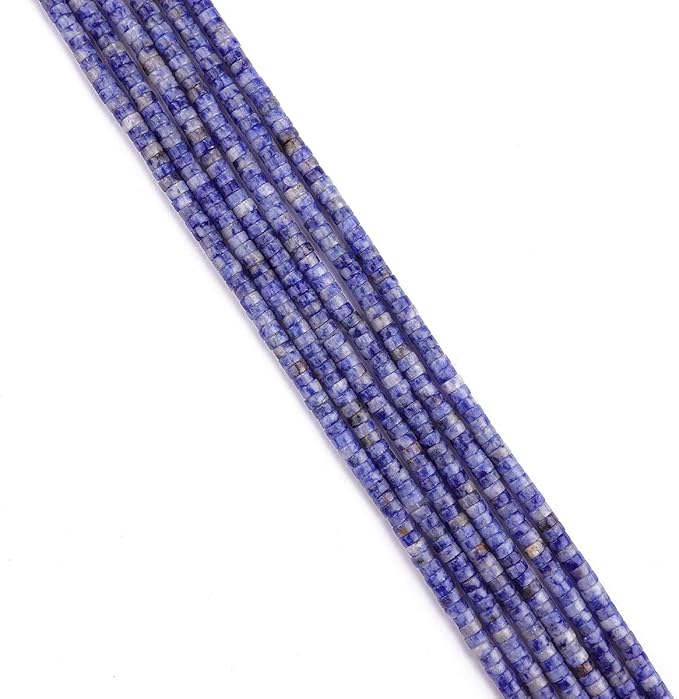 Natural Blue Sodalite Spacer Beads Caps Loose Semi Gemstone for Beading Jewelry Making 4mmx2mm 38cm