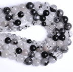 90pcs 4mm AAA Natural Black Quartz Rutilated Beads Round Loose Beads for Jewelry Making DIY Bracelet Crystal Energy Healing Power Stone (Black Rutilated Quartz Crystal, 4mm)