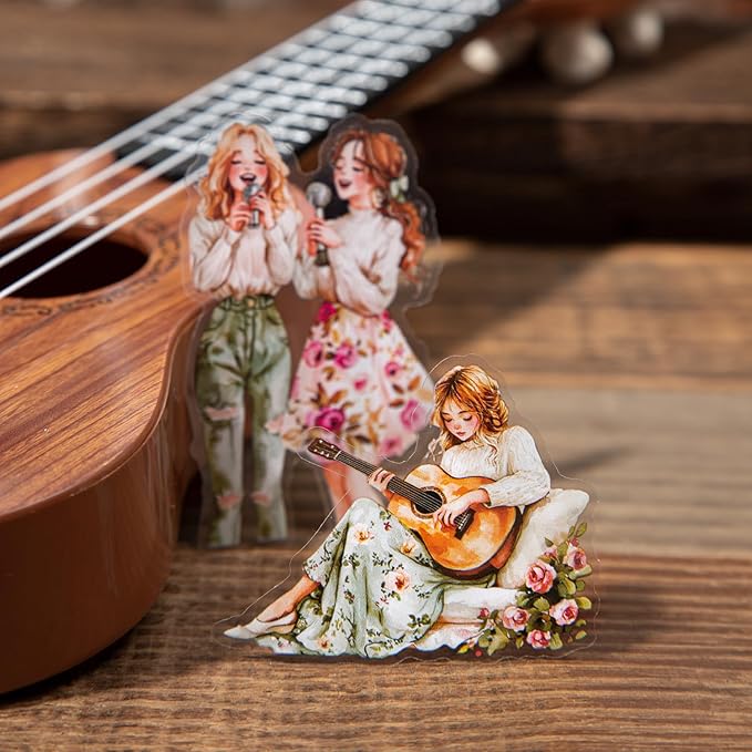 TIAMECH Girl Dreamer Professional PET Stickers - 90 Pcs Countryside Weaving Dream Design, Waterproof Sticker for Journaling & Scrapbooking, Junk Journal Supplies, Ephemera & DIY Crafts