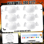 Pasimy 6 Set DIY Ceramic Succulent Planter Pots Paint Your Own Flower Pots Craft Kit Unpainted Bisque Paintable Flowerpot with Brush Palette Ready to Paint for Family Activity Gift (Bat)