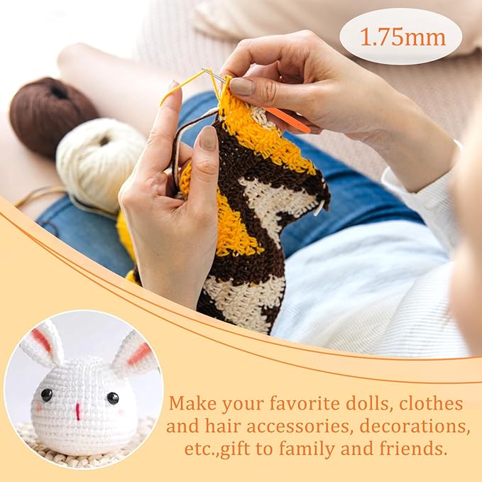 1.75 mm Crochet Hook, Ergonomic Handle for Arthritic Hands, Extra Long  Knitting Needles for Beginners and Crocheting Yarn (1.75 mm)