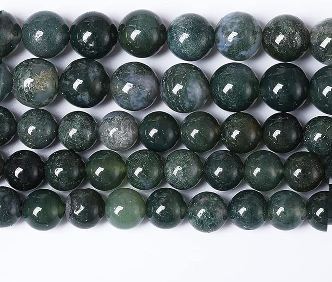 90PCS 4mm Natural Green Moss Agate Beads Gemstone Round Loose Spacer Beads for Jewelry Making DIY Bracelet Necklace Earrings 15" Inch(Moss Agate Beads, 4mm)