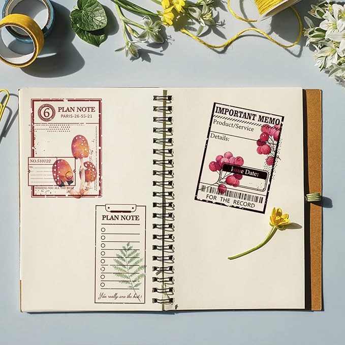 GLOBLELAND Vintage Plan Label Clear Stamps for DIY Scrapbooking Organizer Task Arranger Silicone Clear Stamp Scheme Seals for Journals Decorative Cards Making Photo Album