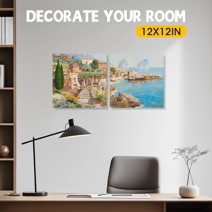 ESRICH Stretched Canvas for Painting 12 x 12 Inch, 10 Pack Blank Canvas -5/8 Inch Profile Primed Cotton White Canvases for Painting for Oil & Acrylic Paint, Art Canvases for Painting for Adult & Kids.