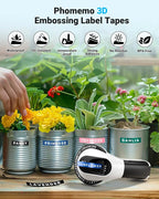 Phomemo Embossing Label Maker Machine, Vintage Embossed Label Maker, Retro Embosser Labeler with 6 Rolls Label Tapes, Old School Label Makers Waterproof for Home Office Kids DIY Crafting -Black