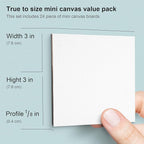 AUREUO Mini Magnetic Canvas Panel 3x3 Inch / 24 Pack - Small Square Flat Canvas Board with Magnet Back Art Gift Set Bulk Pack Tiny Thin Canvases for Acrylic Painting & Craft