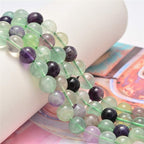 NCB 100pcs Original Natural Stone Beads Gemstone Round Loose Beads 6mm 8mm 10mm (Colorful Fluorite, 10mm 100Beads)