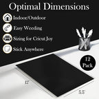 Black and White Permanent Vinyl for Cricut Joy. Adhesive Vinyl [12 Pack, 5.5x12 Inch]. White and Black Sheets for DIY Outdoor Stickers and Decal.