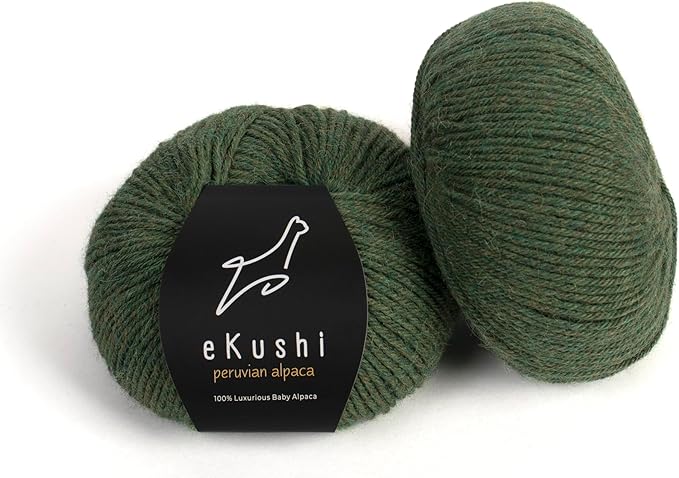 100% Baby Alpaca Yarn for Knitting & Crocheting - Set of 2 Skeins of Premium Yarn DK - Lightweight, Hypoallergenic & Thermal Peru Made - Ideal for Delicate Projects (M024 - Green)