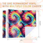 Tintnut Tie Dye Permanent Vinyl Roll - 12 inch x 5ft, Seamless Big Fireworks Adhesive Swirl Pattern Water Proofing Vinyl Self Sticker