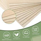 10 Pack Basswood Sheets 1/8x12x24 Inch, Unfinished Wood for Crafts, 3mm Basswood for Laser Cutting & Engraving, Wood Burining,Architectural Models, Wood Board for Painting.