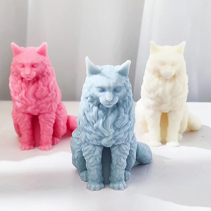 3D Cat Mold Cat Candle Mold Animal Mold Cat Resin Casting Mold Resin Making Molds Silicone Mold for Candle Home Decorate Mold Candle Making Mold 3D Animal Mold