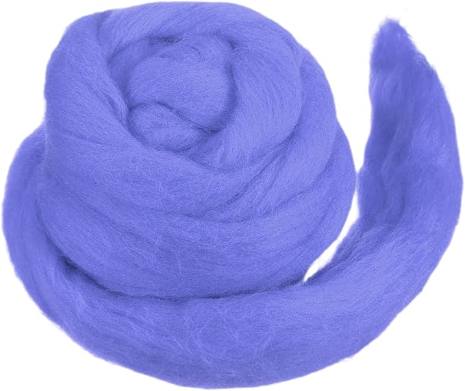 MECCANIXITY Wool Roving Yarn Soft Felting Wool 50g/1.76oz Pure Chunky Roving Yarn for Needle Felting Knitting Blanket Spinning Weaving Art DIY Craft Blue Purple