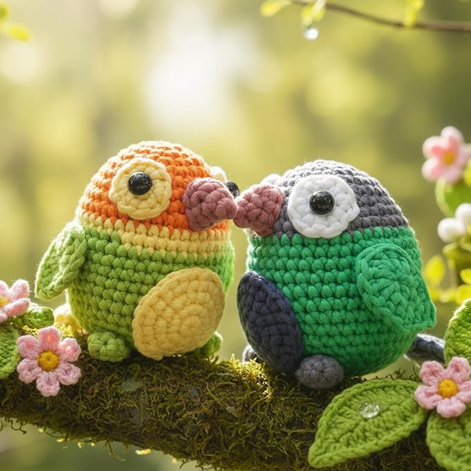 CrochetBox Crochet Kit for Beginners - Love Birds Starters Crochet Kit, Beginners Crocheting Kitting for Adults Teen, Gifts with Crochets Yarns, Hook, Step-by-Step Video, Instruction