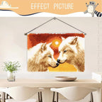 Latch Hook Kits for Adults - DIY Latch Hook Rug Kits for Kids, Crochet Kit for Beginners, Rug Making Kits with Printed Canvas, Gift Packaging.(White Wolf King, 20x15)