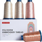 Richword Selected Embroidery Thread 4 Rolls,Huge Spool 4000M(4374Y) 40WT Polyester Thread for All Commercial Multi Needles and Single Needle Embroidery Machines,4 Flesh Colors